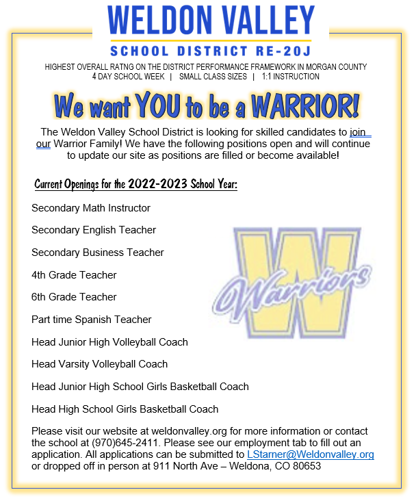 We Want YOU to be a Warrior! 