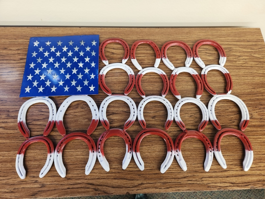 American flag made out of horseshoes 